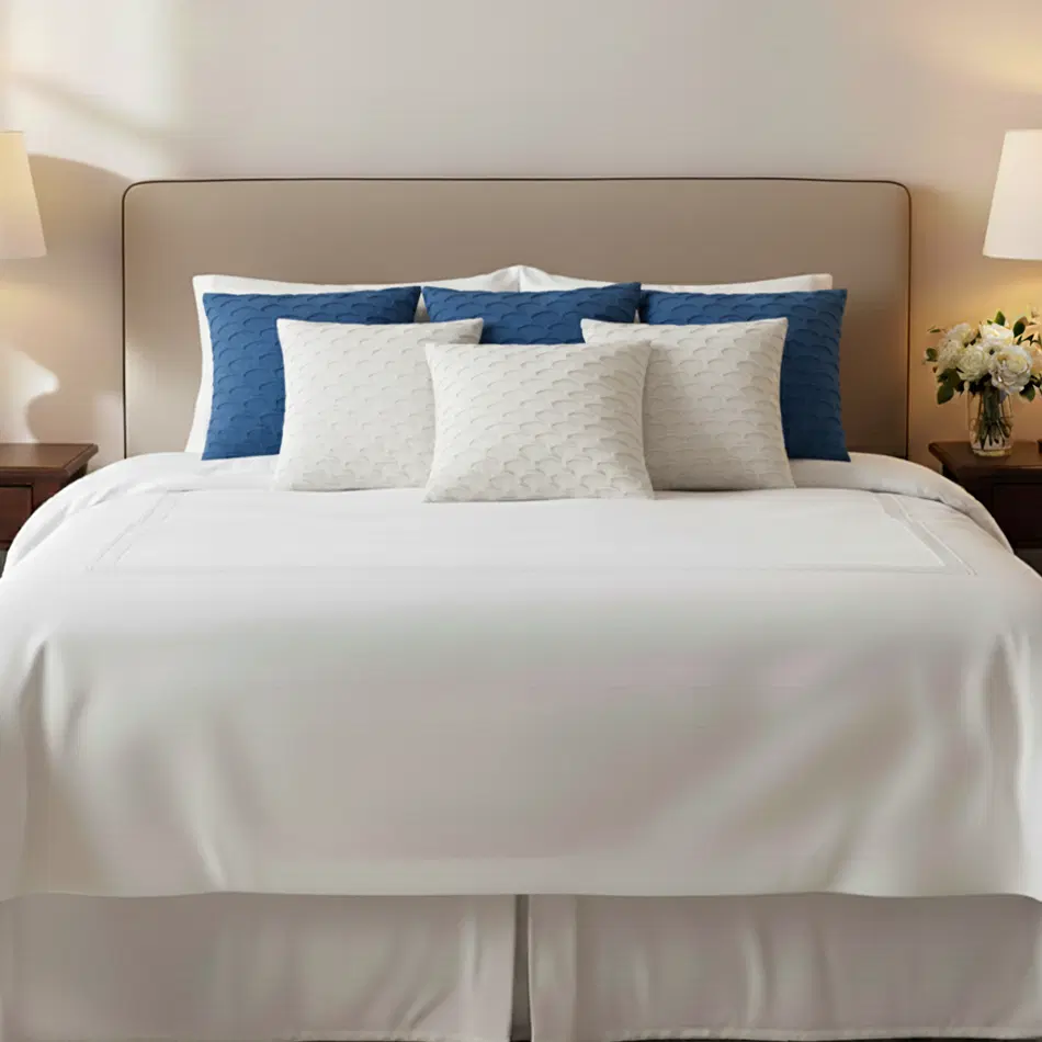 SOGA 6PC 45cm Scalloped Wave Pillow Cover Set – Navy Blue & White