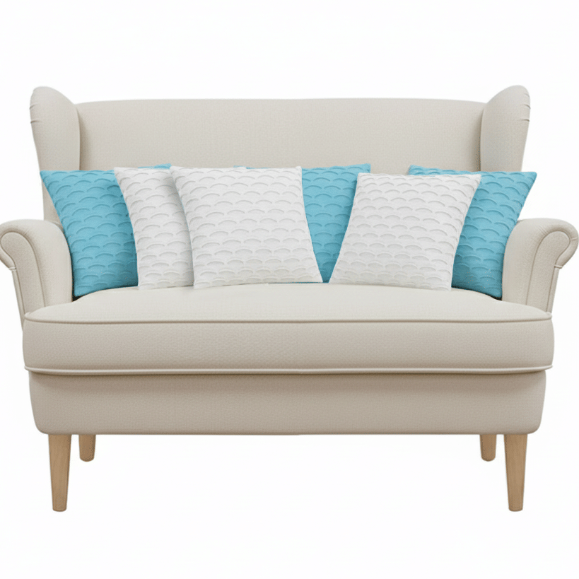 SOGA 6PC 45cm Scalloped Wave Pillow Cover Set – Soft Mint & White