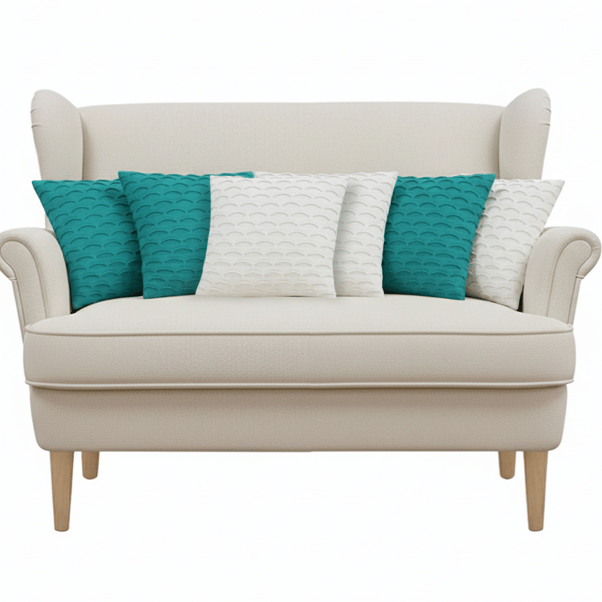 SOGA 6PC 45cm Scalloped Wave Pillow Cover Set – Teal Green & White