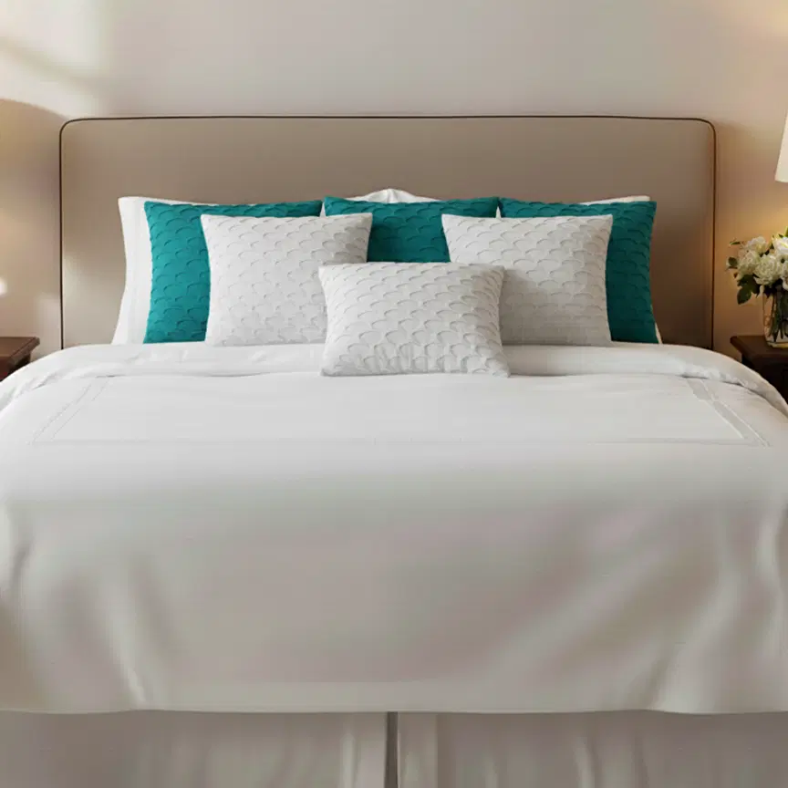 SOGA 6PC 45cm Scalloped Wave Pillow Cover Set – Teal Green & White