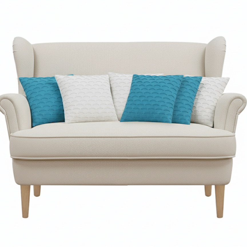 SOGA 6PC 45cm Scalloped Wave Pillow Cover Set – Turquoise Blue & White