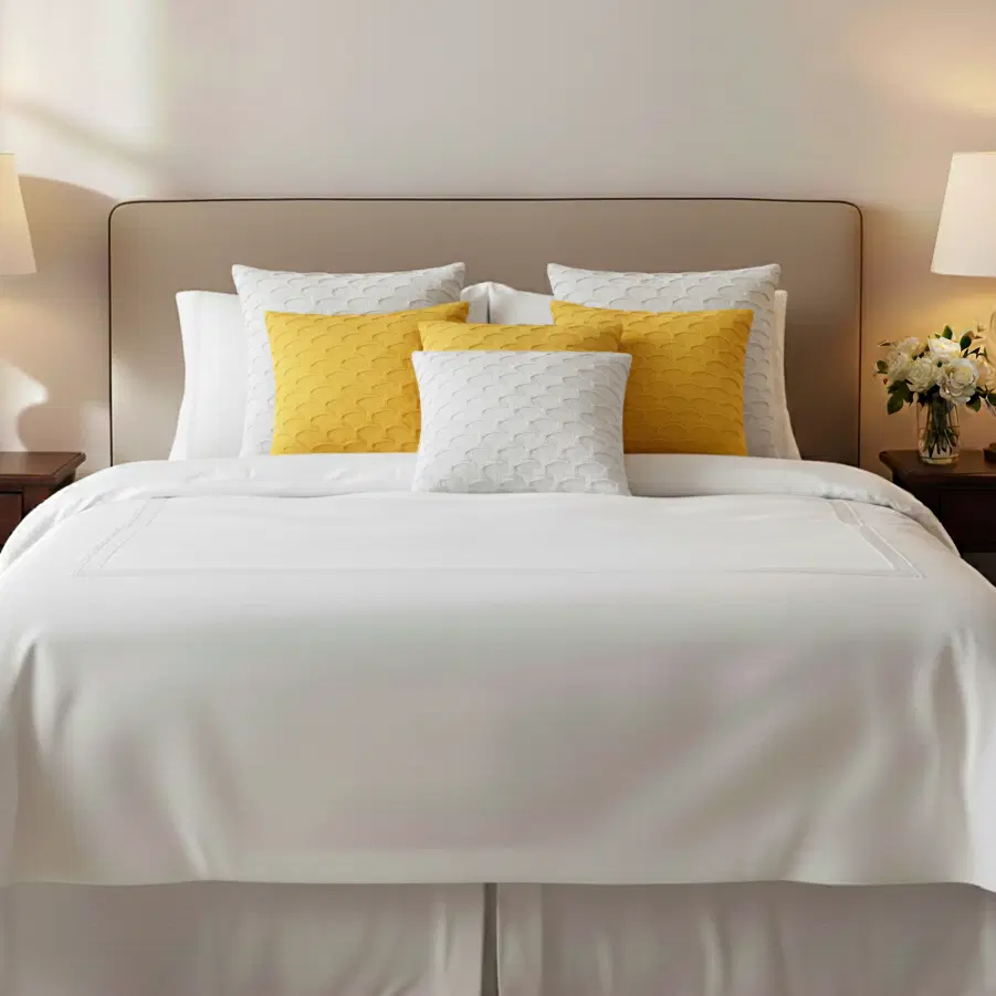 SOGA 6PC 45cm Scalloped Wave Pillow Cover Set – White & Sunshine Yellow