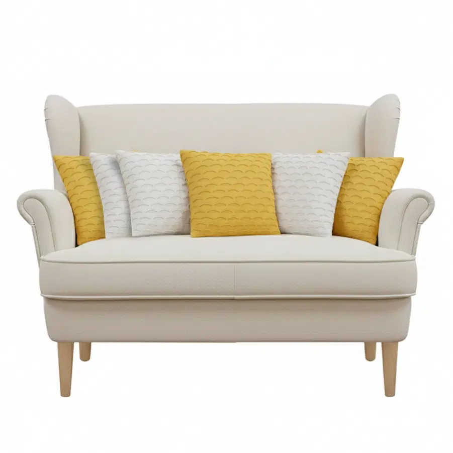 SOGA 6PC 45cm Scalloped Wave Pillow Cover Set – White & Sunshine Yellow