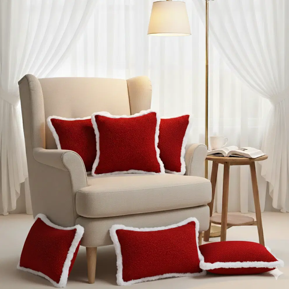 SOGA 6PC 4x 45cm Plush Crimson Red & 2x 30x50cm Luxe Burgundy Textured Pillow Covers – Pillow cover Set