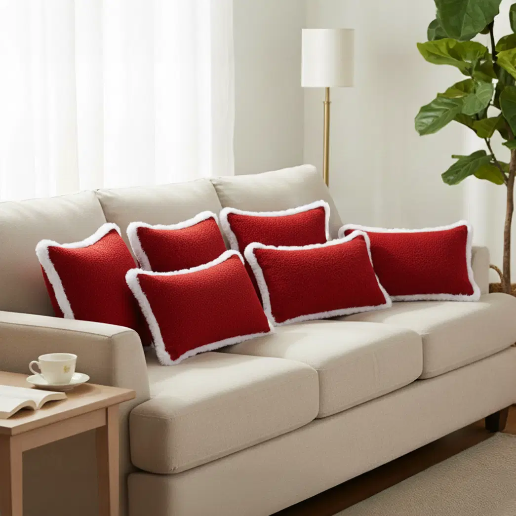 SOGA 6PC 4x 45cm Plush Crimson Red & 2x 30x50cm Luxe Burgundy Textured Pillow Covers – Pillow cover Set