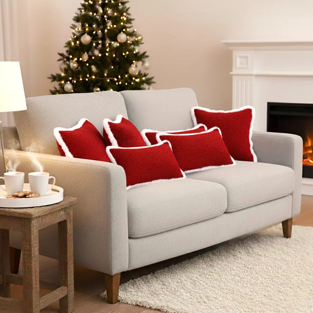 SOGA 6PC 4x 45cm Plush Crimson Red & 2x 30x50cm Luxe Burgundy Textured Pillow Covers – Pillow cover Set