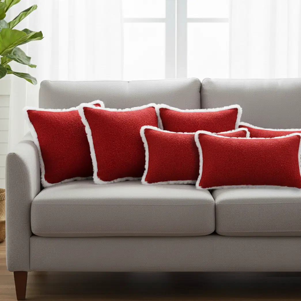 SOGA 6PC 4x 45cm Plush Crimson Red & 2x 30x50cm Luxe Burgundy Textured Pillow Covers – Pillow cover Set
