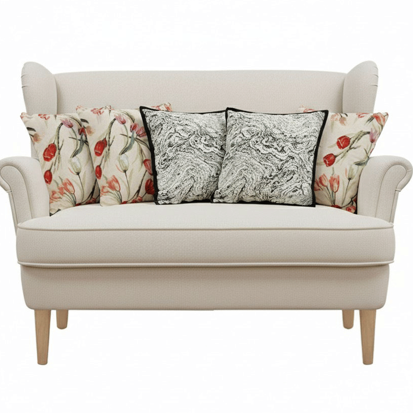 SOGA 6PC Decorative Pillow Cover Set – Modern Cream & Black Abstract, Rectangular & Square Covers for Sofa or Bed