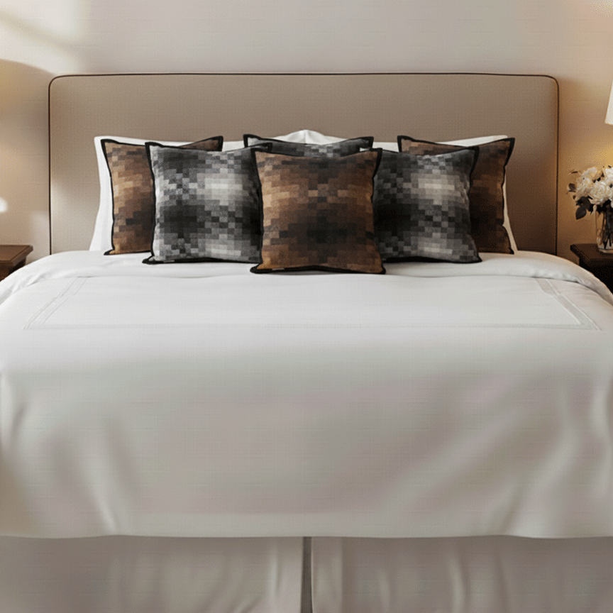 SOGA 6PC Pillowcase Set – 3x 45cm Pixelated Comfort Caramel Square Cushion Covers & 3x 45cm Pixelated Comfort Decorative Pillowcases
