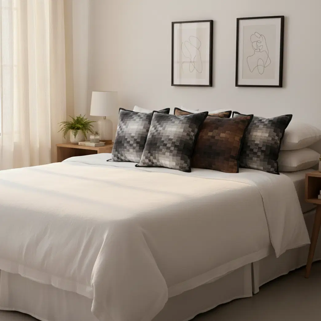 SOGA 6PC Pillowcase Set – 3x 45cm Pixelated Comfort Caramel Square Cushion Covers & 3x 45cm Pixelated Comfort Decorative Pillowcases