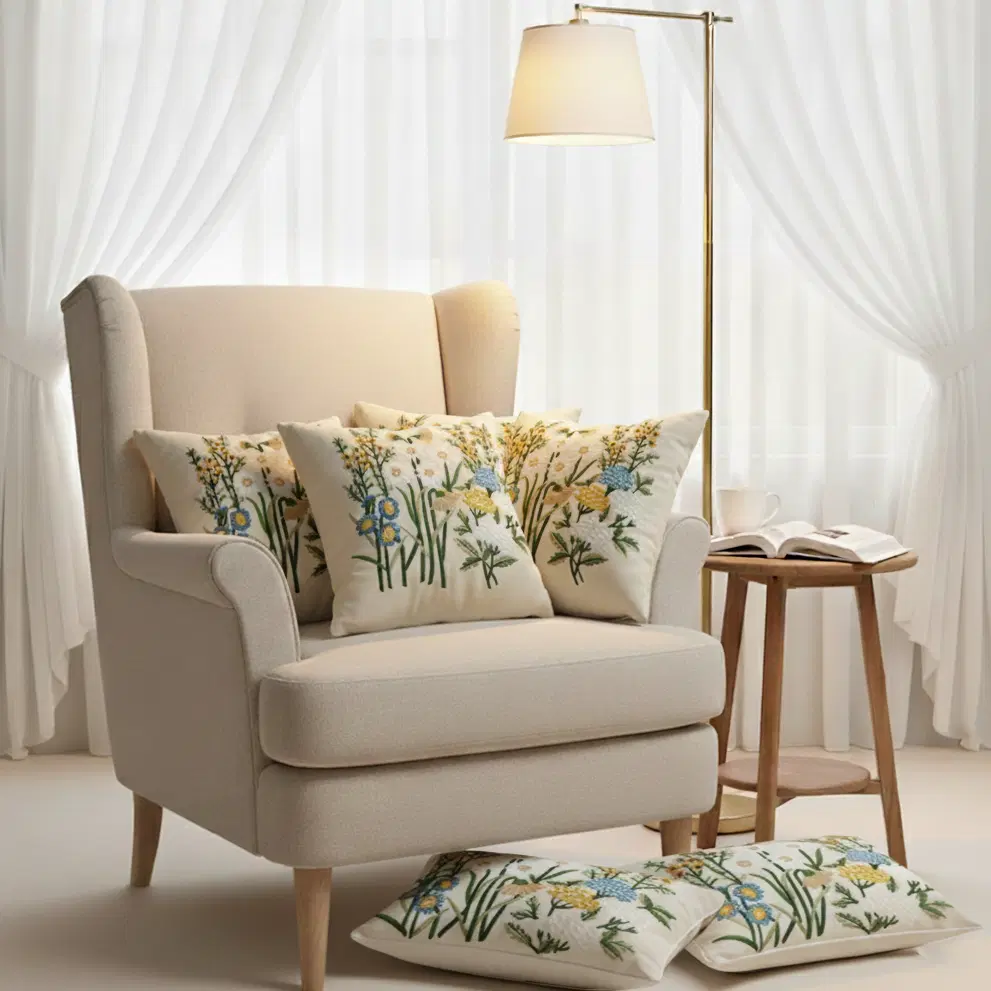 SOGA 6PC Pillowcase Set – 4x 45cm Botanical Garden Cushion Covers + 2x 30x50cm Botanical Meadow Pillowcases