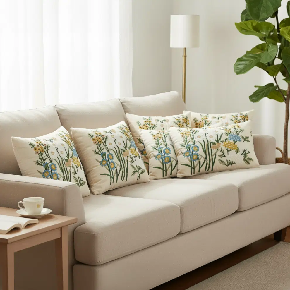 SOGA 6PC Pillowcase Set – 4x 45cm Botanical Garden Cushion Covers + 2x 30x50cm Botanical Meadow Pillowcases