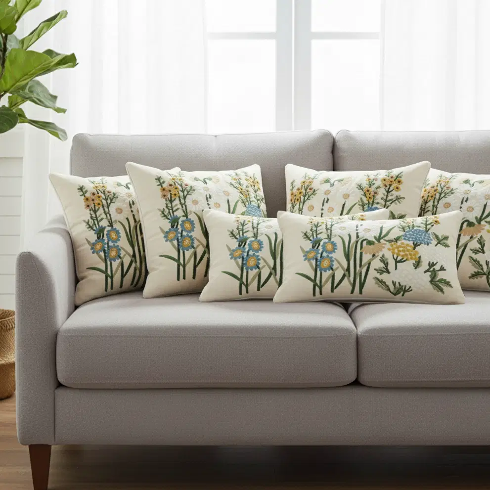 SOGA 6PC Pillowcase Set – 4x 45cm Botanical Garden Cushion Covers + 2x 30x50cm Botanical Meadow Pillowcases