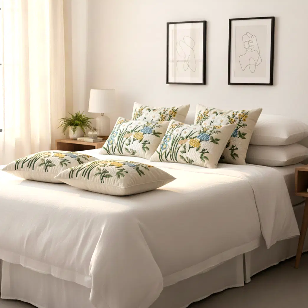 SOGA 6PC Pillowcase Set – 4x 45cm Botanical Garden Cushion Covers + 2x 30x50cm Botanical Meadow Pillowcases