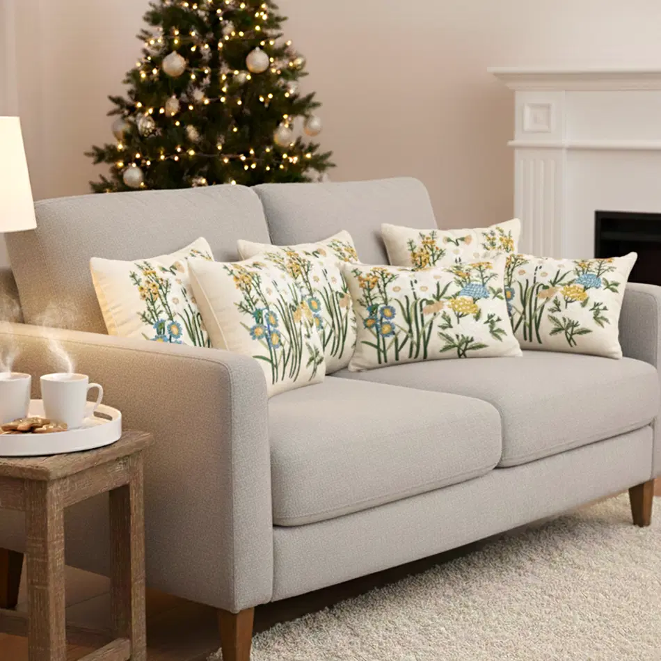 SOGA 6PC Pillowcase Set – 4x 45cm Botanical Garden Cushion Covers + 2x 30x50cm Botanical Meadow Pillowcases