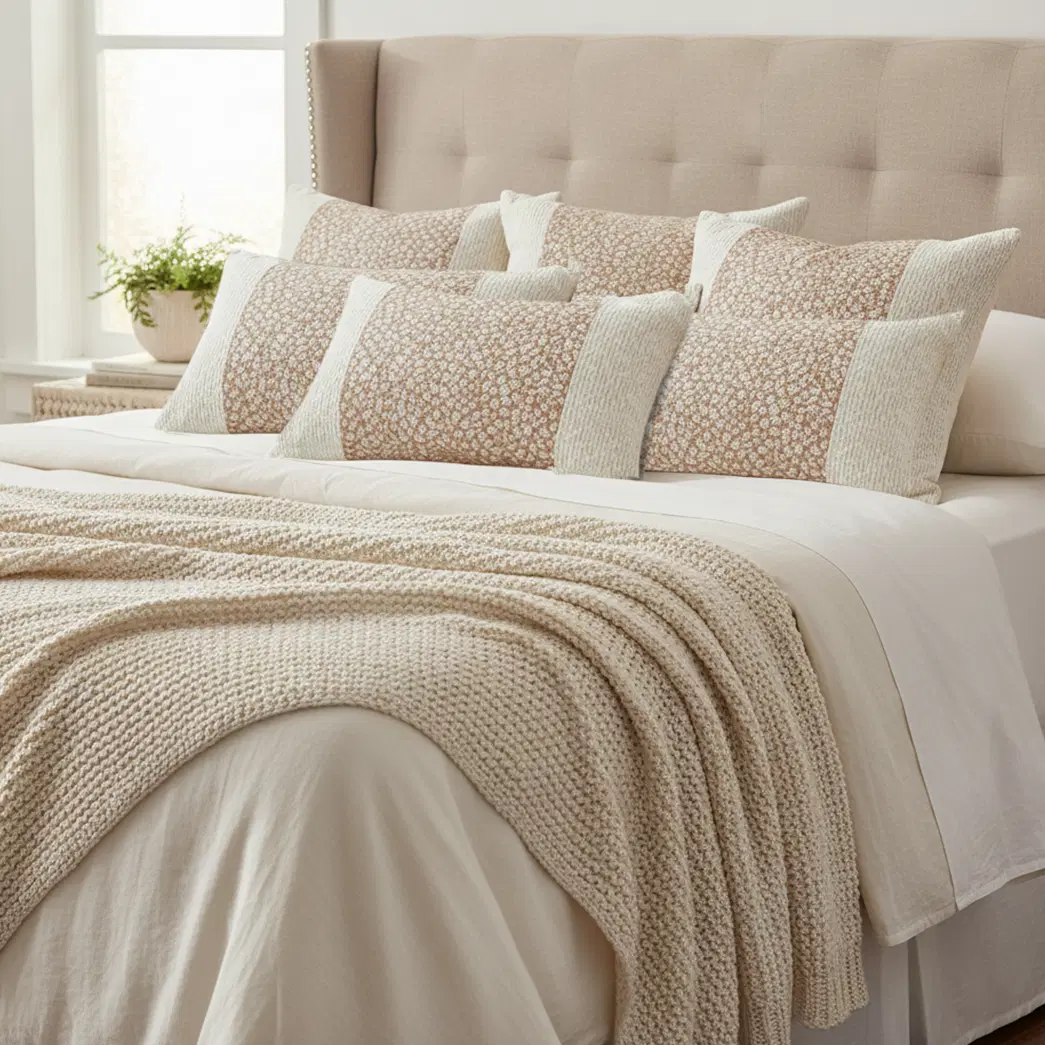 SOGA 6PC Pillowcase Set – 4x 45cm Classic Soft Square & 2x 30x50cm Kalen Rose Gold Lumbar Covers