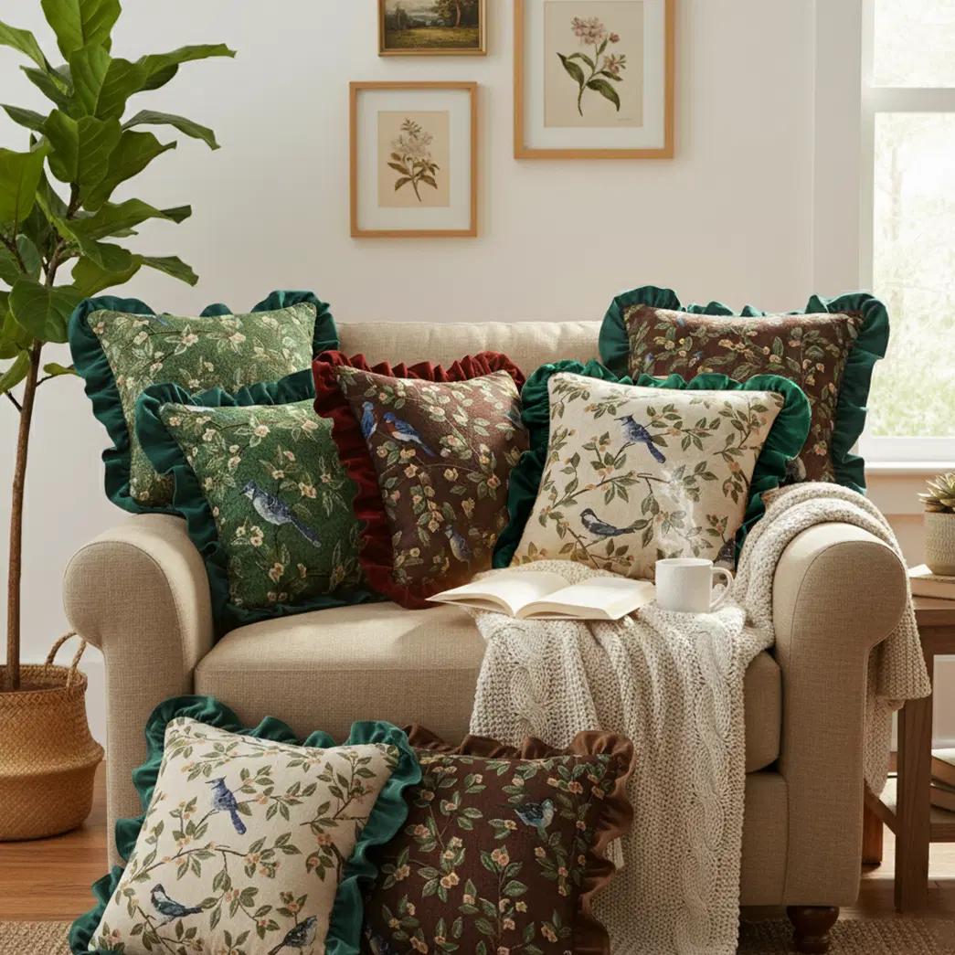 SOGA 6PC Pillowcase Set – Enchanted Garden Floral, Emerald Avian Oasis & Christmas Holiday Pillow Covers (45cm)