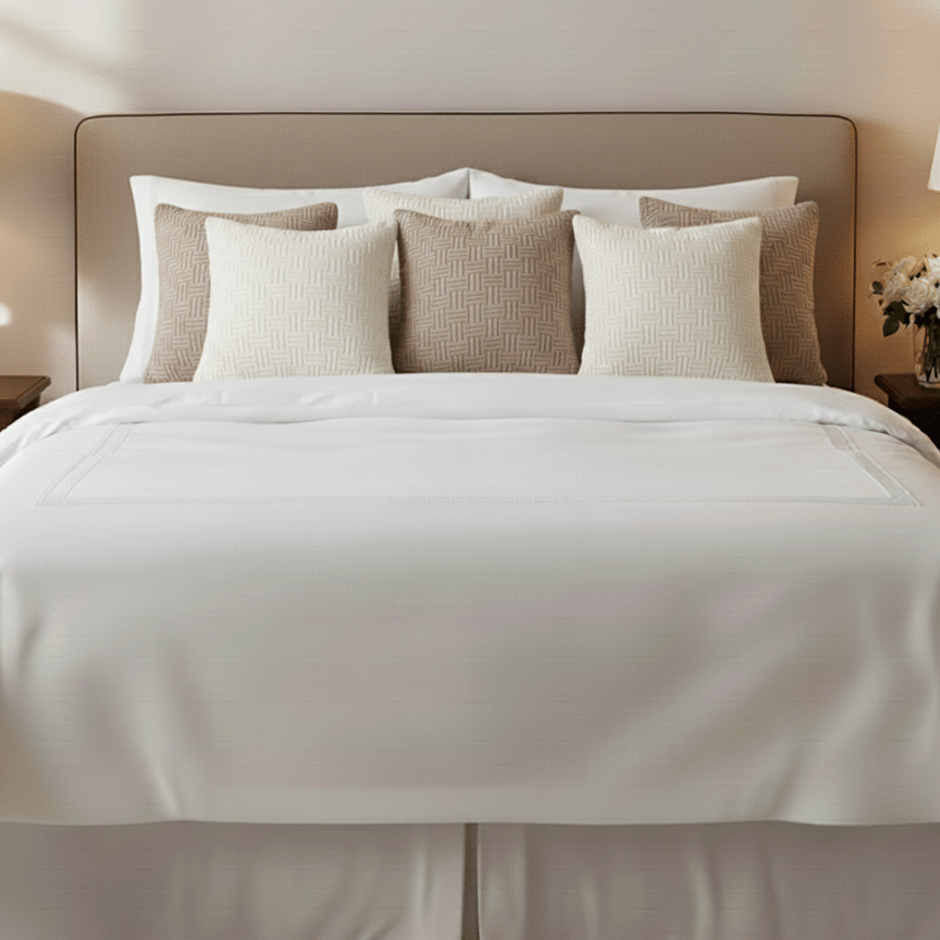 SOGA 6PC Pillowcase Set – Taupe Beige Woven Grid Knit & Pure White Serenity Decorative pillow Covers
