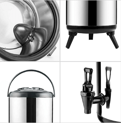 SOGA 6X 16L Portable Insulated Cold/Heat Coffee Tea Beer Barrel Brew Pot With Dispenser