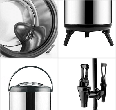 SOGA 8X 10L Portable Insulated Cold/Heat Coffee Tea Beer Barrel Brew Pot With Dispenser