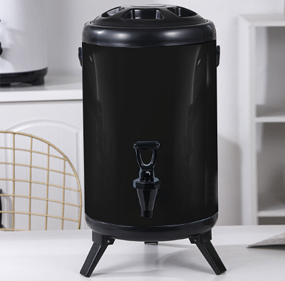 SOGA 8X 12L Stainless Steel Insulated Milk Tea Barrel Hot and Cold Beverage Dispenser Container with Faucet Black