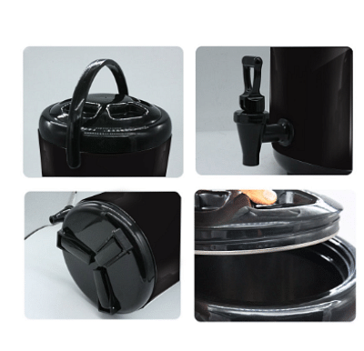 SOGA 8X 12L Stainless Steel Insulated Milk Tea Barrel Hot and Cold Beverage Dispenser Container with Faucet Black