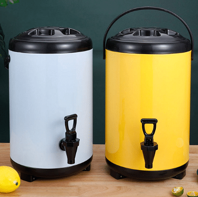 SOGA 8X 12L Stainless Steel Insulated Milk Tea Barrel Hot and Cold Beverage Dispenser Container with Faucet White