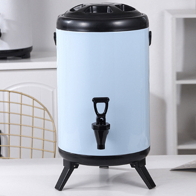 SOGA 8X 8L Stainless Steel Insulated Milk Tea Barrel Hot and Cold Beverage Dispenser Container with Faucet White