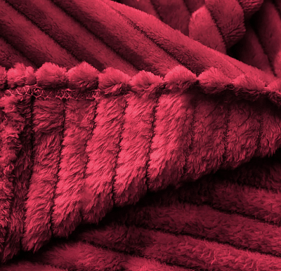 SOGA Burgundy Throw Blanket Warm Cozy Striped Pattern Thin Flannel Coverlet Fleece Bed Sofa Comforter
