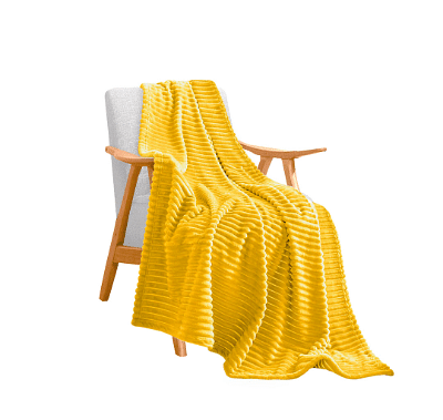 SOGA Yellow Throw Blanket Warm Cozy Striped Pattern Thin Flannel Coverlet Fleece Bed Sofa Comforter