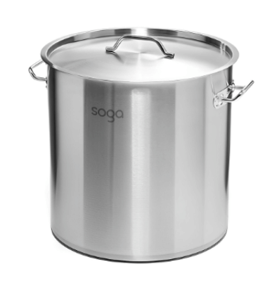 SOGA Stock Pot 25L Top Grade Thick Stainless Steel Stockpot 18/10