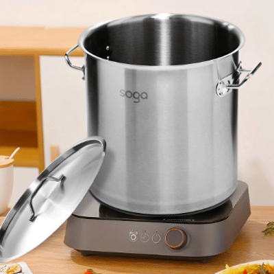 SOGA Stock Pot 25L Top Grade Thick Stainless Steel Stockpot 18/10