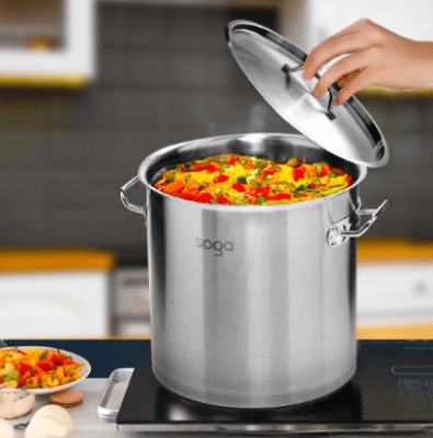 SOGA Stock Pot 25L Top Grade Thick Stainless Steel Stockpot 18/10
