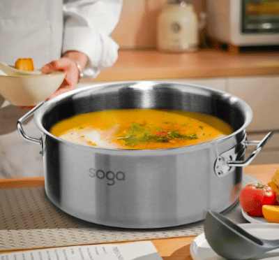 SOGA Stock Pot 32L Top Grade Thick Stainless Steel Stockpot 18/10
