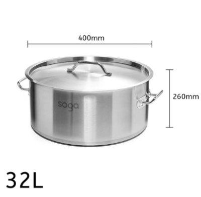 SOGA Stock Pot 32L Top Grade Thick Stainless Steel Stockpot 18/10
