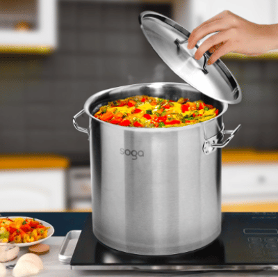 SOGA Stock Pot 50L Top Grade Thick Stainless Steel Stockpot 18/10