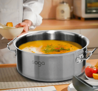 SOGA Stock Pot 44L Top Grade Thick Stainless Steel Stockpot 18/10