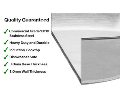 SOGA Stock Pot 44L Top Grade Thick Stainless Steel Stockpot 18/10
