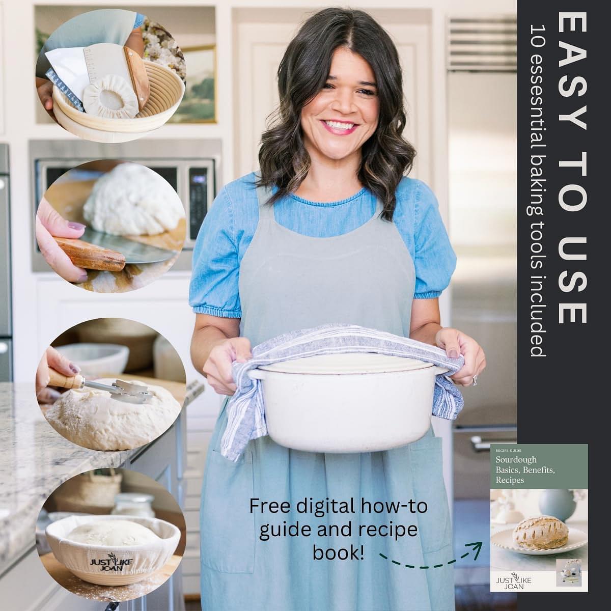 Sourdough Starter Kit – Ultimate Sourdough Bread Baking Supplies w/Sourdough Starter Jar & Banneton Basket- Easy Cleaning Sourdough Proofing Baskets - Bread Lame Dough Whisk