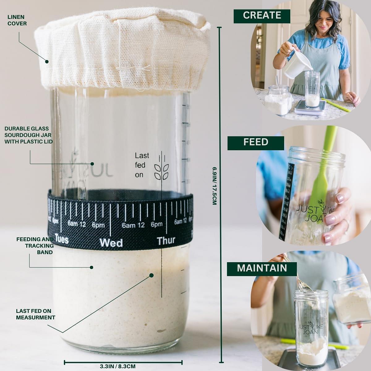 Sourdough Starter Kit – Ultimate Sourdough Bread Baking Supplies w/Sourdough Starter Jar & Banneton Basket- Easy Cleaning Sourdough Proofing Baskets - Bread Lame Dough Whisk