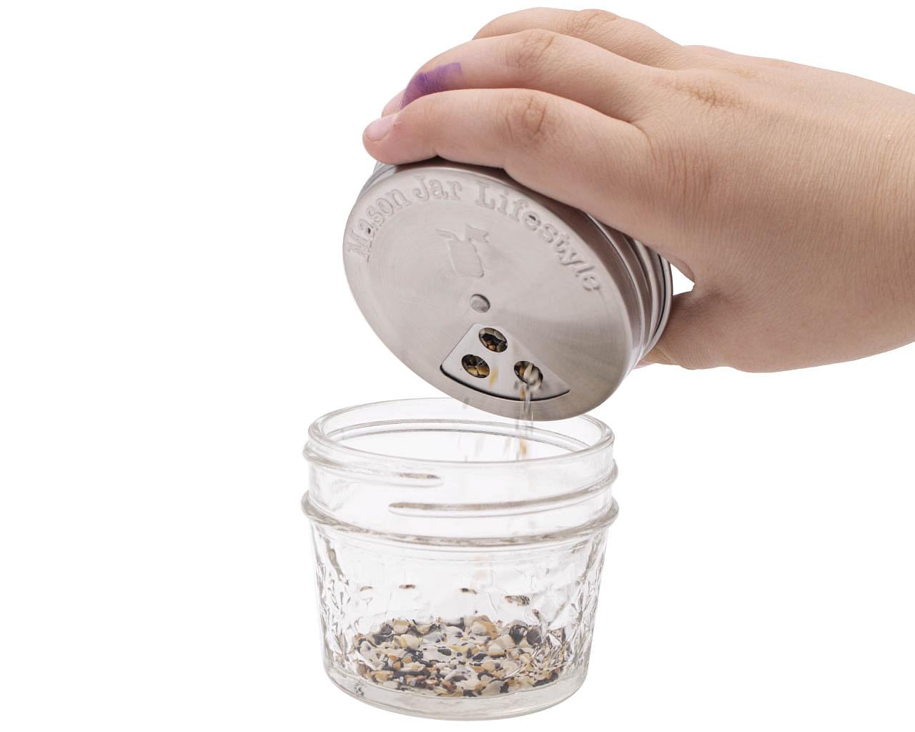 Spice Shaker Stainless Steel Lids for Mason Jars 4 Pack