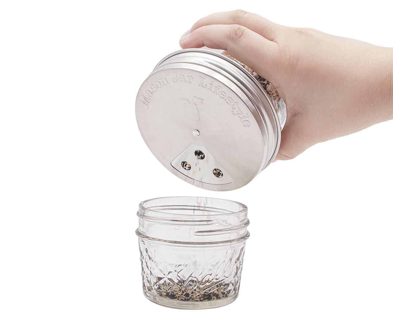 Spice Shaker Stainless Steel Lids for Mason Jars 4 Pack