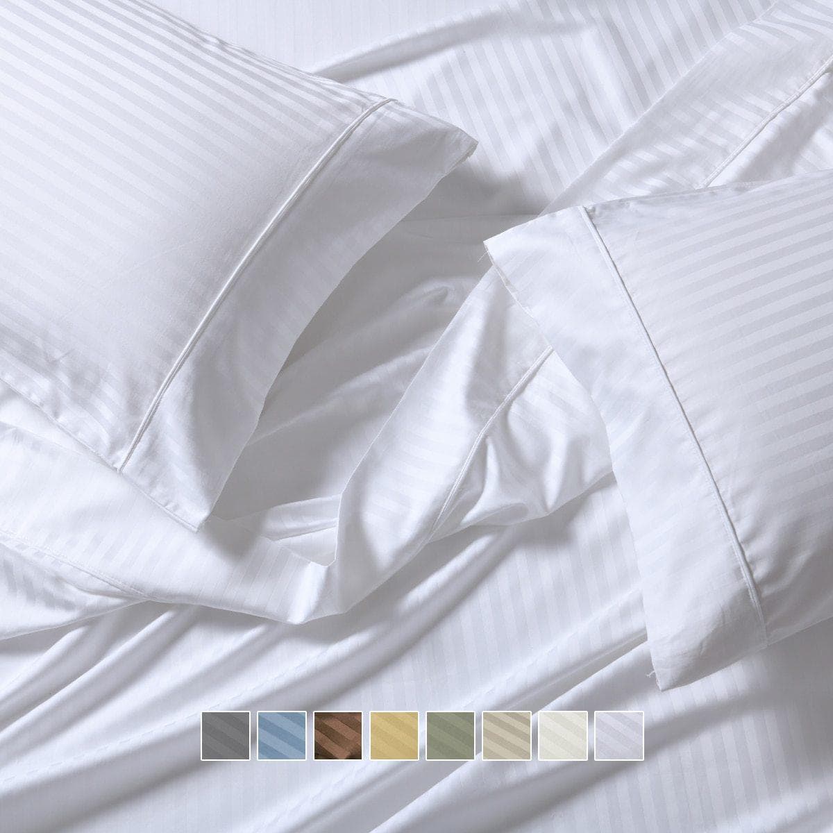 Split California King Sheet Set - Striped 650 Thread Count
