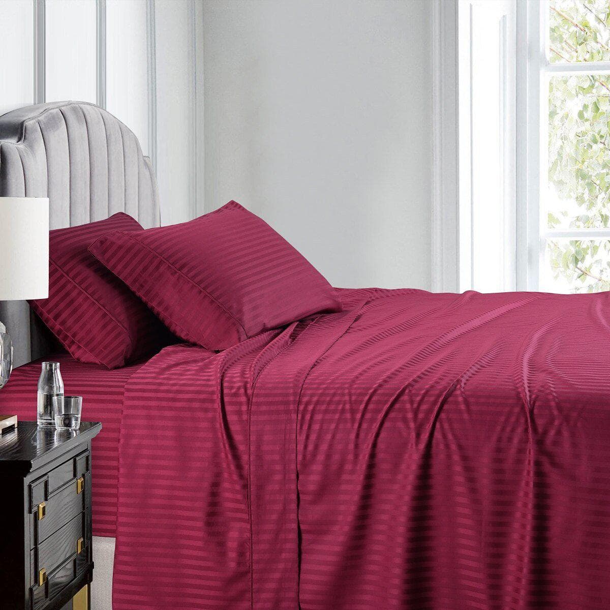 Split King Sheet Set - Striped 608 Thread Count