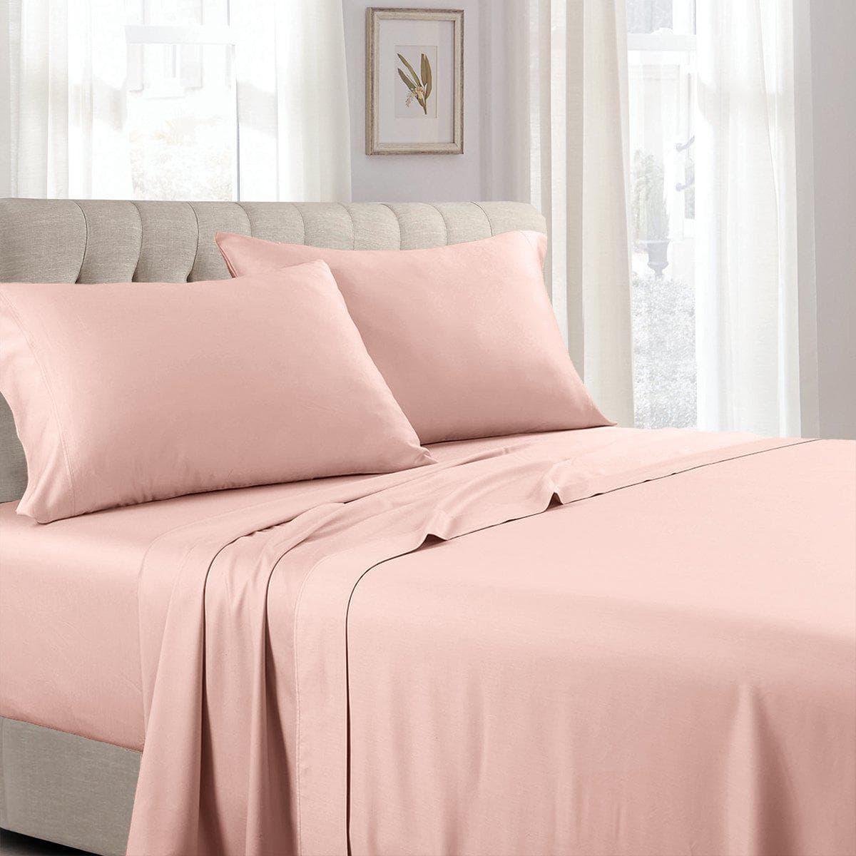 Split Queen Bed Sheet Set - Solid 340 Thread Count