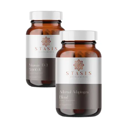 Stasis Supplements Good- Energy Bundle – Vitamin D3 (120 Softgels) + Adrenal Adaptogen Blend (60 Capsules) for Immunity, Energy & Stress Support