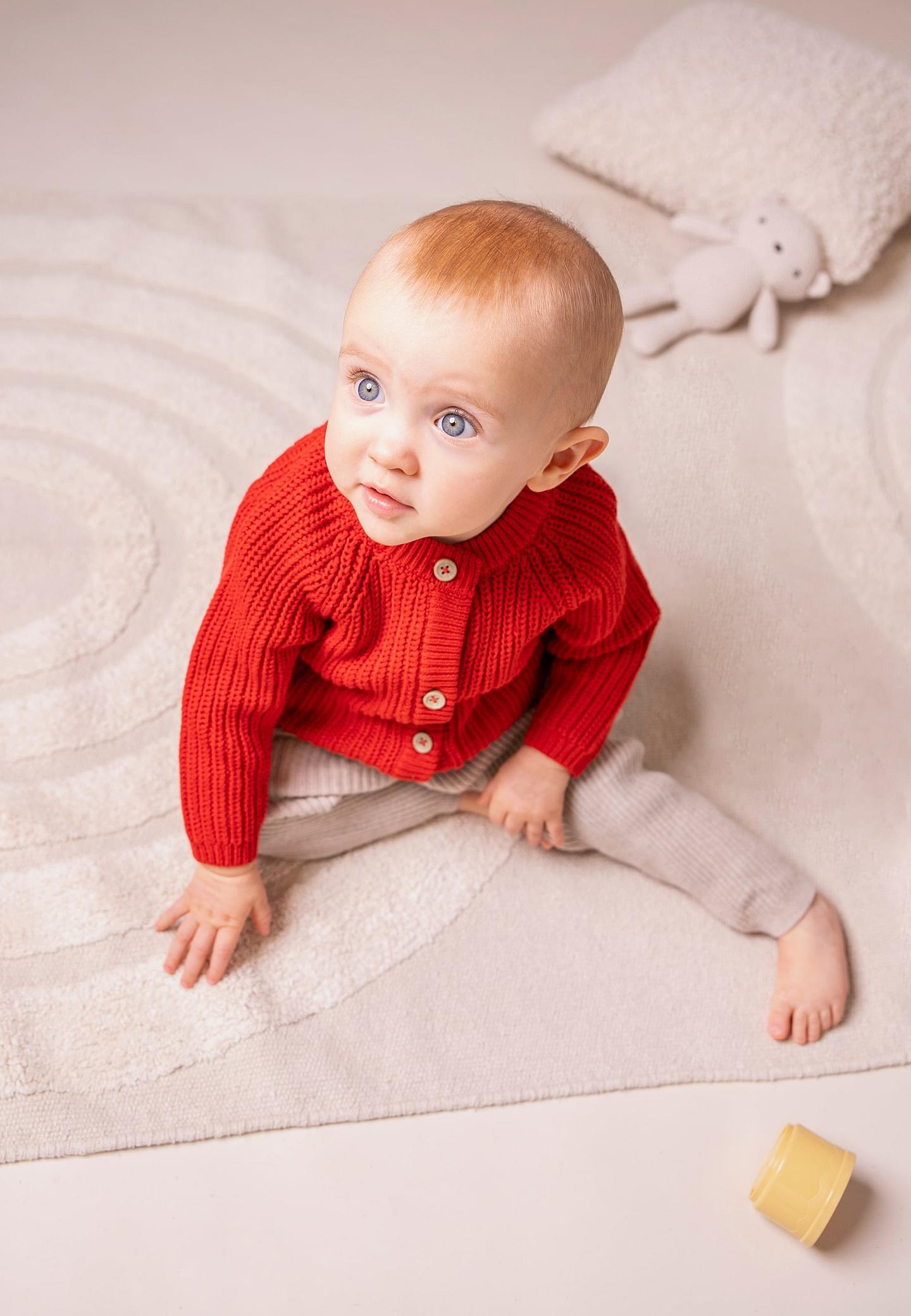 Stellou & Friends 100% Cotton Chunky Ribbed Knitted Cardigan for Boys & Girls Ages 0-6 Years