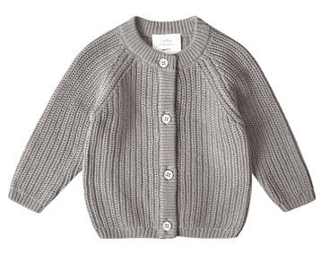 Stellou & Friends 100% Cotton Chunky Ribbed Knitted Cardigan for Boys & Girls Ages 0-6 Years