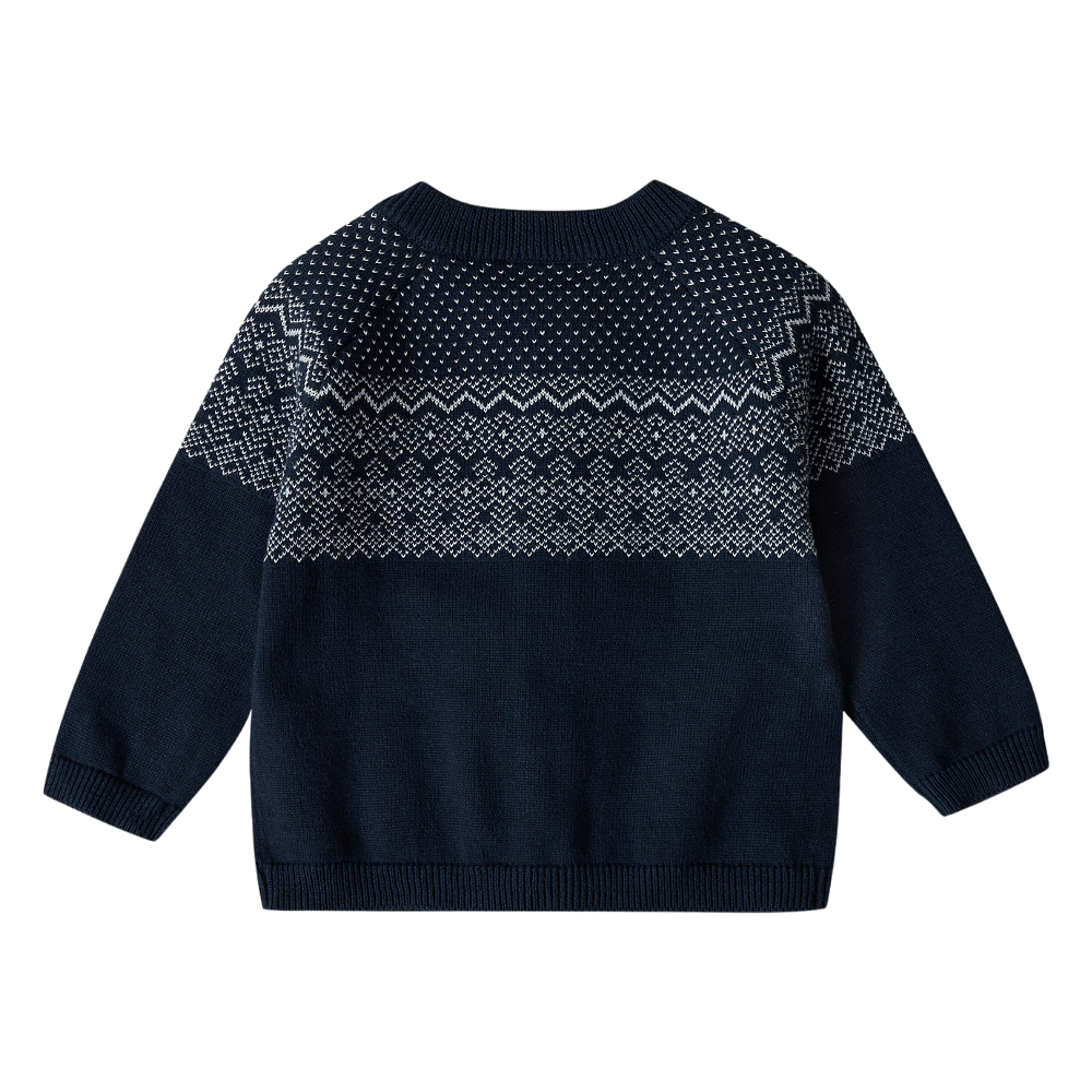 Stellou & Friends 100% Cotton Knit Norwegian Jacquard Design Baby Toddler Boys Girls Long Sleeve Cardigan Sweater (Birth - 4 years)