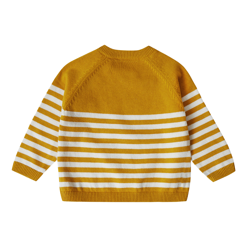 Stellou & Friends 100% Cotton Knit Striped Baby Toddler Boys Girls Long Sleeve Sweater with Shoulder Button Closure (Birth - 4 years)